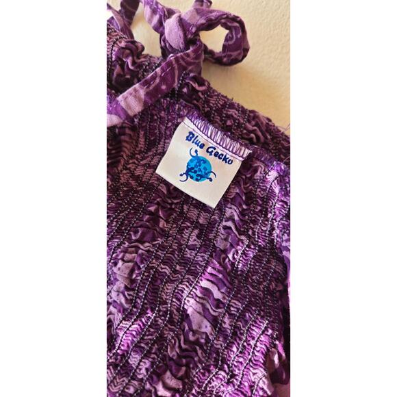 Blue gecko smocked chest purple maxi sundress dress medium? - Picture 7 of 7